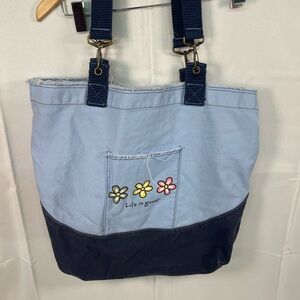 Life Is Good Light Blue and Dark Blue Tote Daisy 🌼 Tote